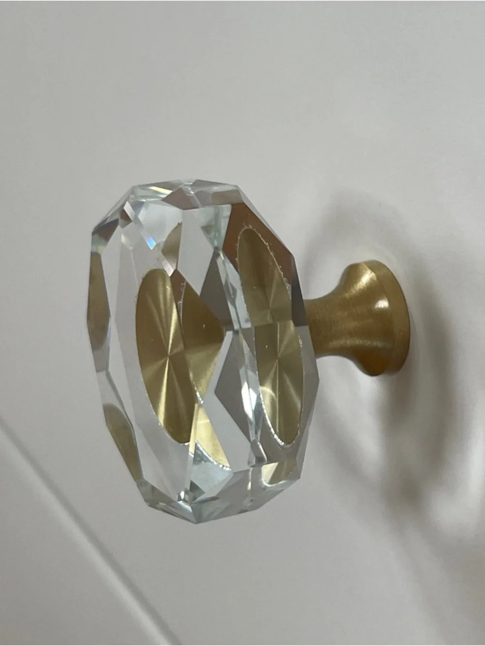 8 Crystal Faceted Cabinet Knobs with Gold Accent, clear gold